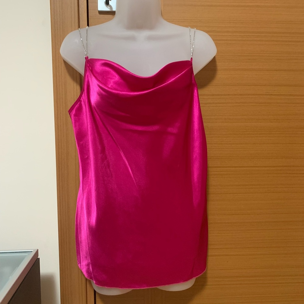 Satin Pink Cowl Neck Top
